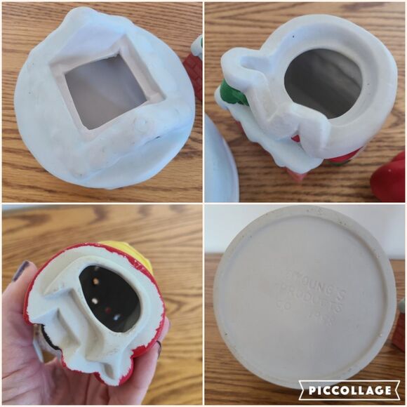 Vintage Ceramic Santa On Chimney Tealight Candle Holder 3-Piece Young's 1988 - Picture 10 of 10